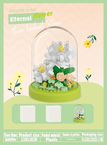 Epiphyllums Secret Mini Flower Building Toy Bouquets with Dust Cover Set Creative Assembly Bonsai Tree Ideal for Home Decor Collection Toys in Saudi Arabia