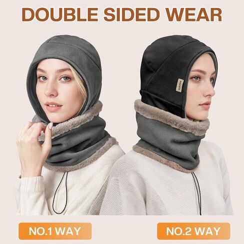 Sukeen Winter Hat Scarf Set for Women Double Side Wear Warm Hat Antistatic Cold Weather Hats with Thick Fleece Scarf in Saudi Arabia