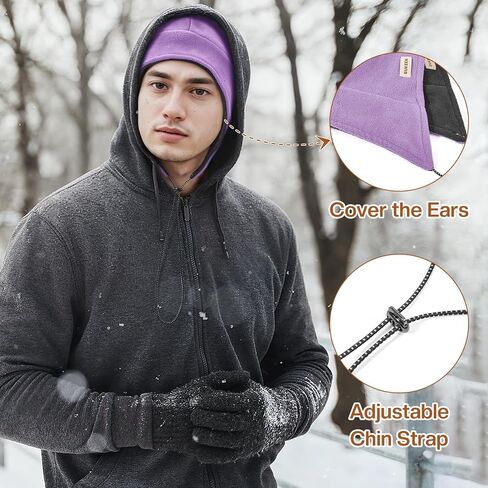 Sukeen Winter Hat وشاح للنساء الجانب المزدوج يرتدي قبعة دافئة القبعات الباردة المضادة للبرد مع وشاح الصوف الكثيف in Saudi Arabia