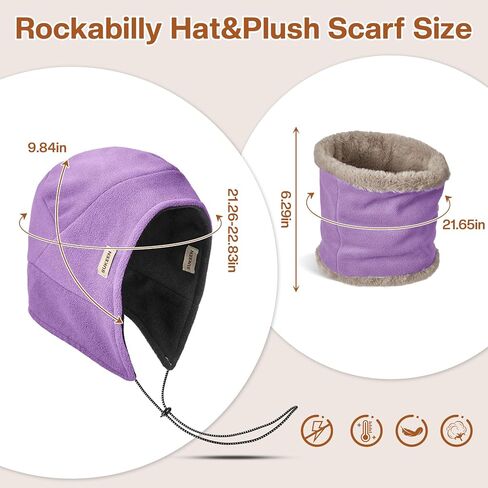 Sukeen Winter Hat وشاح للنساء الجانب المزدوج يرتدي قبعة دافئة القبعات الباردة المضادة للبرد مع وشاح الصوف الكثيف in Saudi Arabia