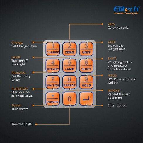 Elitech LMC-200A مقياس شحن غاز التبريد HVAC مقياس الفريون وزن 330 رطل مع زاوية مضادة للتصادمات in Kuwait