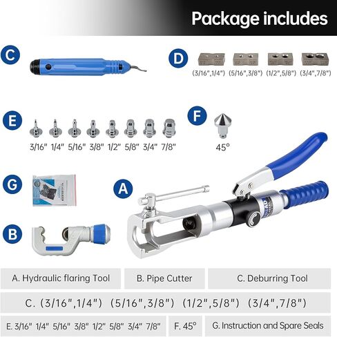 Hydraulic Flaring Tool Kit for 3/16 to 7/8 inch and Swaging Tools Soft HAVE Copper Tube Extrusion Type Water Gas Line Automotive Plumbing,Not for Brakeline Fuel Transmission Brake Line in Kuwait
