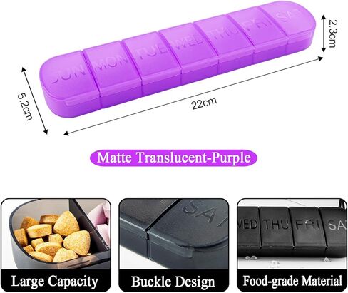 Weekly Pill Organizer Case, Large 7-Day Daily Pill Box Container, Colorful Portable Detachable Medicine Dispenser, Meds Reminder Holder for Medication, Vitamin, Fish Oil, Supplements, Capsule in Kuwait