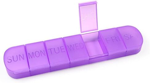 Weekly Pill Organizer Case, Large 7-Day Daily Pill Box Container, Colorful Portable Detachable Medicine Dispenser, Meds Reminder Holder for Medication, Vitamin, Fish Oil, Supplements, Capsule in Kuwait