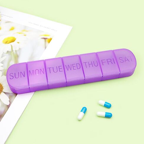 Weekly Pill Organizer Case, Large 7-Day Daily Pill Box Container, Colorful Portable Detachable Medicine Dispenser, Meds Reminder Holder for Medication, Vitamin, Fish Oil, Supplements, Capsule in Kuwait