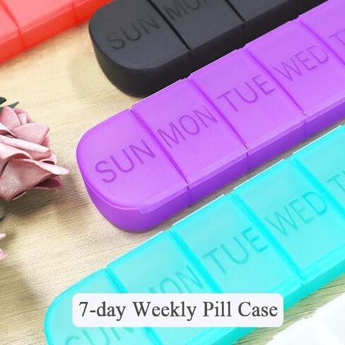 Weekly Pill Organizer Case, Large 7-Day Daily Pill Box Container, Colorful Portable Detachable Medicine Dispenser, Meds Reminder Holder for Medication, Vitamin, Fish Oil, Supplements, Capsule in Kuwait
