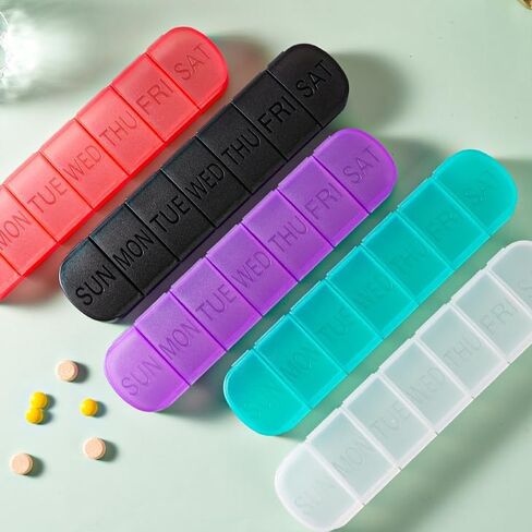 Weekly Pill Organizer Case, Large 7-Day Daily Pill Box Container, Colorful Portable Detachable Medicine Dispenser, Meds Reminder Holder for Medication, Vitamin, Fish Oil, Supplements, Capsule in Kuwait