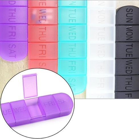 Weekly Pill Organizer Case, Large 7-Day Daily Pill Box Container, Colorful Portable Detachable Medicine Dispenser, Meds Reminder Holder for Medication, Vitamin, Fish Oil, Supplements, Capsule in Kuwait