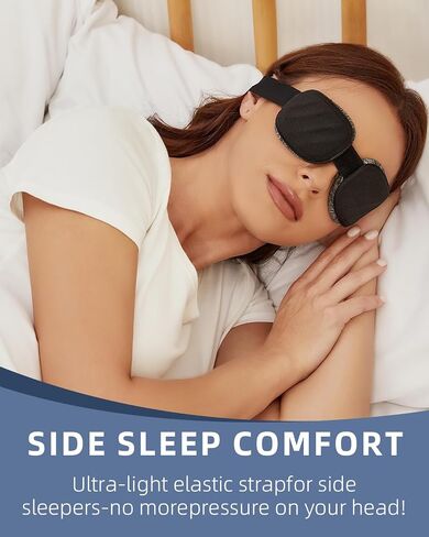 Sleep Mask for Men Women,Sleep Mask with Cpap for Side Sleeper,3D Intraocular Eye Mask Pressure-Free & 100% Blockout with Adjustable Strap Foldable Blind Fold for Flight, Travel, Nap with Box（Black） in Saudi Arabia