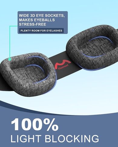 Sleep Mask for Men Women,Sleep Mask with Cpap for Side Sleeper,3D Intraocular Eye Mask Pressure-Free & 100% Blockout with Adjustable Strap Foldable Blind Fold for Flight, Travel, Nap with Box（Black） in Saudi Arabia