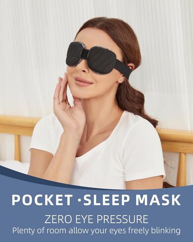 Sleep Mask for Men Women,Sleep Mask with Cpap for Side Sleeper,3D Intraocular Eye Mask Pressure-Free & 100% Blockout with Adjustable Strap Foldable Blind Fold for Flight, Travel, Nap with Box（Black） in Saudi Arabia