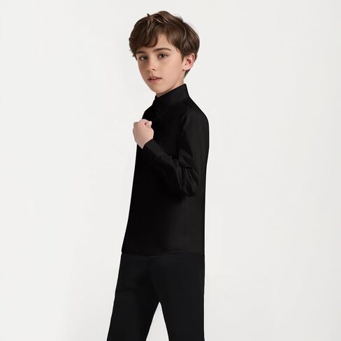 Visaccy Boys' Button Down Shirts Kids Long Sleeve Solid Collared School Shirt for Toddler Boy Size 2T-20 in Saudi Arabia