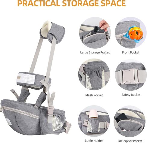 Baby Hip Seat Carrier, Ergonomic Waist Stool for Child Infant with Adjustable Strap Pocket Soft Base, Baby Hip Carrier for Newborns & Toddlers in Saudi Arabia