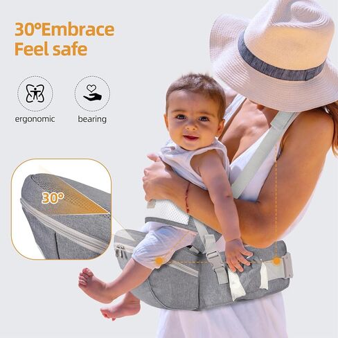 Baby Hip Seat Carrier, Ergonomic Waist Stool for Child Infant with Adjustable Strap Pocket Soft Base, Baby Hip Carrier for Newborns & Toddlers in Saudi Arabia