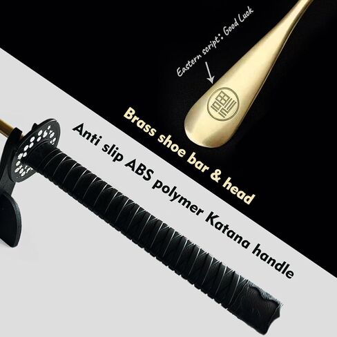 Samurai Sword Style 35" Brass Shoe Horn Set, 5PCS Luxury Kit with Wall Hook, Katana Stand, Travel Horn in Saudi Arabia