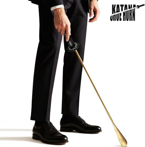 Samurai Sword Style 35" Brass Shoe Horn Set, 5PCS Luxury Kit with Wall Hook, Katana Stand, Travel Horn in Saudi Arabia