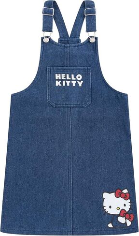 Hello Kitty Sanrio Girls Adjustable Jumper Denim Dress with Shirt Set for Toddler and Big Kids in Saudi Arabia