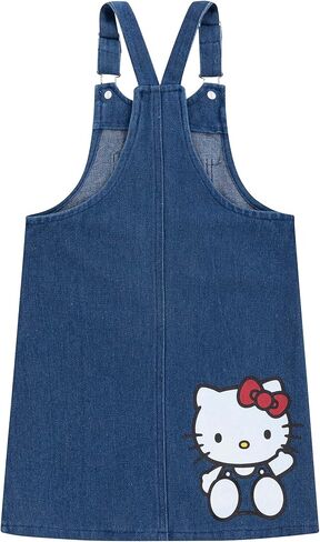 Hello Kitty Sanrio Girls Adjustable Jumper Denim Dress with Shirt Set for Toddler and Big Kids in Saudi Arabia