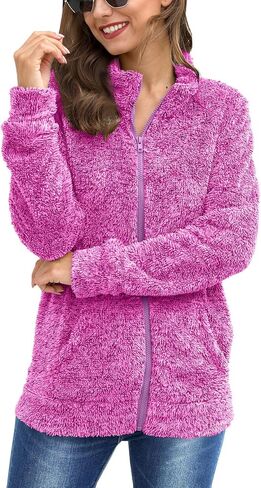 For G and PL Lady Winter Zip Up Soft Fleece Cardigan Fuzzy Lounge Zipper Coat Grey L in Kuwait