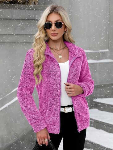 For G and PL Lady Winter Zip Up Soft Fleece Cardigan Fuzzy Lounge Zipper Coat Grey L in Kuwait