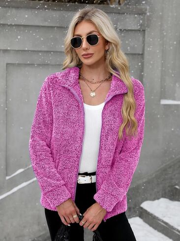 For G and PL Lady Winter Zip Up Soft Fleece Cardigan Fuzzy Lounge Zipper Coat Grey L in Kuwait