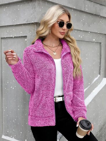 For G and PL Lady Winter Zip Up Soft Fleece Cardigan Fuzzy Lounge Zipper Coat Grey L in Kuwait