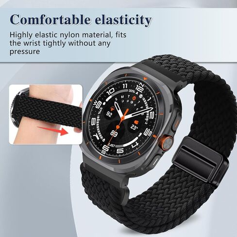 نطاقات الساعات المضفرة المغناطيسية متوافقة مع Galaxy Watch Ultra 47mm Women Men ، Smartwatch Replacate Nylon Sport Strap لـ Samsung Galaxy Watch 7 Ultra 2024 in Kuwait