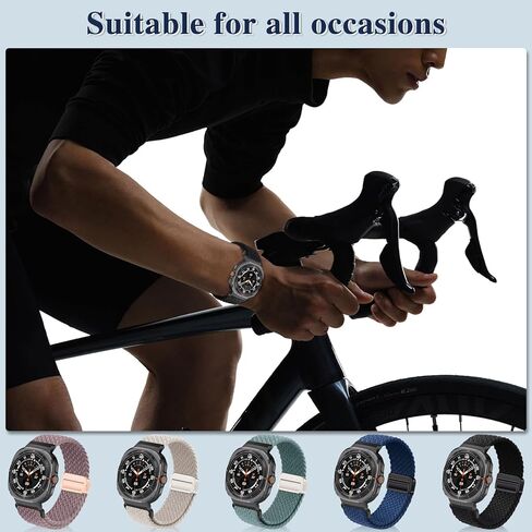 نطاقات الساعات المضفرة المغناطيسية متوافقة مع Galaxy Watch Ultra 47mm Women Men ، Smartwatch Replacate Nylon Sport Strap لـ Samsung Galaxy Watch 7 Ultra 2024 in Kuwait