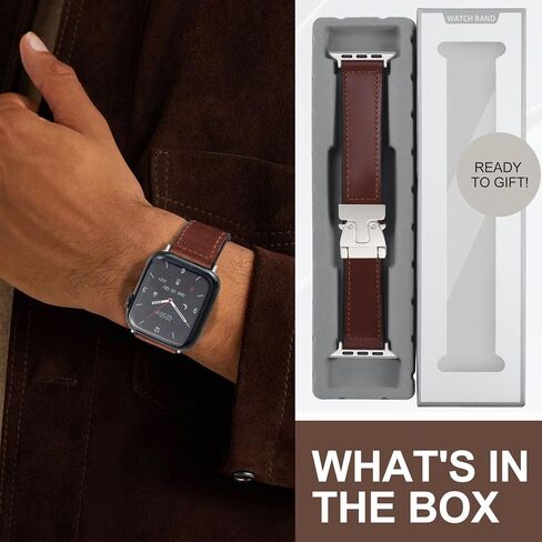 أشرطة جلدية مغناطيسية متوافقة مع Apple Watch 49mm 46mm 45mm 44mm 42mm 41mm 41mm 40mm 38mm للنساء ، جلد أصلي مع مشبك مغناطيسي لـ iWatch Ultra 1/2 Series SE/10/9/8/7/6/5/4/3 in Kuwait