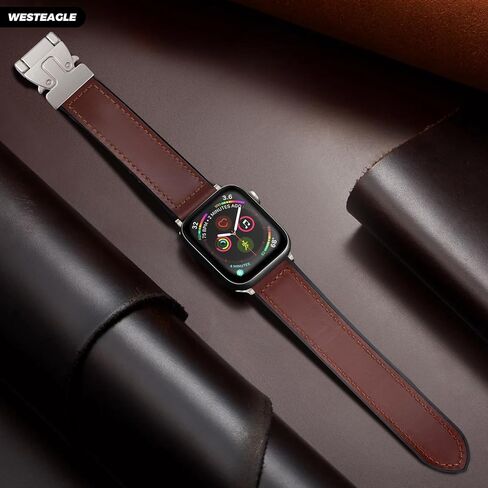 أشرطة جلدية مغناطيسية متوافقة مع Apple Watch 49mm 46mm 45mm 44mm 42mm 41mm 41mm 40mm 38mm للنساء ، جلد أصلي مع مشبك مغناطيسي لـ iWatch Ultra 1/2 Series SE/10/9/8/7/6/5/4/3 in Kuwait