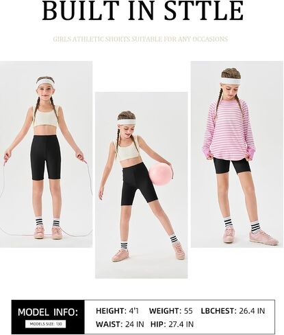 Haloumoning Girls Bike Shorts Kids Athletic Volleyball Shorts Comfy Under Dress Dance Short Leggings 5-14 Years in Saudi Arabia