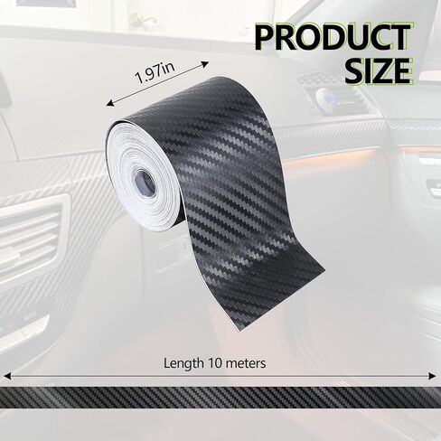 33 Ft × 4 in Automotive Pinstriping Tape, Carbon Fiber Wrap Pinstripe Tape for Car, PVC Trim Pinstripe Decals for Vehicle Door Side Body, Universal Car Decoration DIY Sticker (4 inch) in Kuwait