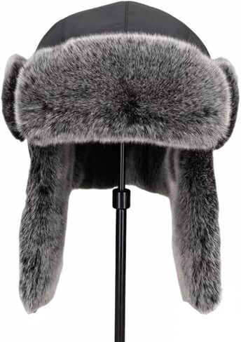 Hat Men and Women Winter Skiing Cap Warm Faux Fur Hunting Trapper Hat in Kuwait