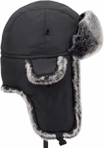Hat Men and Women Winter Skiing Cap Warm Faux Fur Hunting Trapper Hat in Kuwait