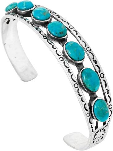 Turquoise Bracelet Sterling Silver 925 Genuine Gemstones Cuff Bracelet in Saudi Arabia