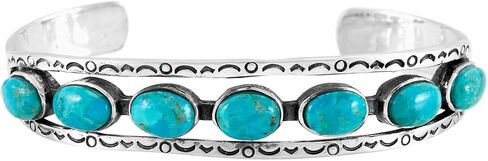 Turquoise Bracelet Sterling Silver 925 Genuine Gemstones Cuff Bracelet in Saudi Arabia