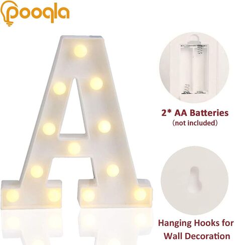 Pooqla LED Marquee Letter Lights Sign, Light Up Alphabet Letter for Home Party Wedding Decoration A in Kuwait