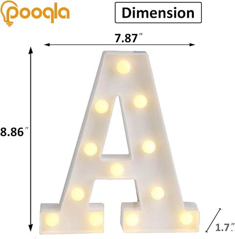 Pooqla LED Marquee Letter Lights Sign, Light Up Alphabet Letter for Home Party Wedding Decoration A in Kuwait