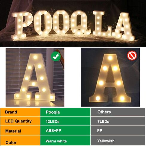 Pooqla LED Marquee Letter Lights Sign, Light Up Alphabet Letter for Home Party Wedding Decoration A in Kuwait