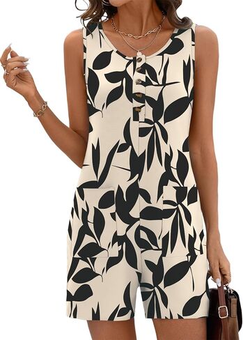 رومبين رومب من أجل النساء 2025 الصيف غير الرسمي بلا أكمام مغرفة مختصرة مختصرة مختصرة الزر فضفاضة الزر مع جيوب in Kuwait