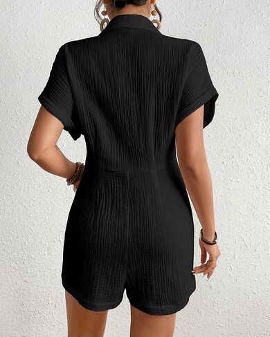 BSUBSEACH Womens Rompers for Summer 2025 Shorts Jumpsuit butty Short Button Button Down Romper with Abomets Beach Acadt in Saudi Arabia