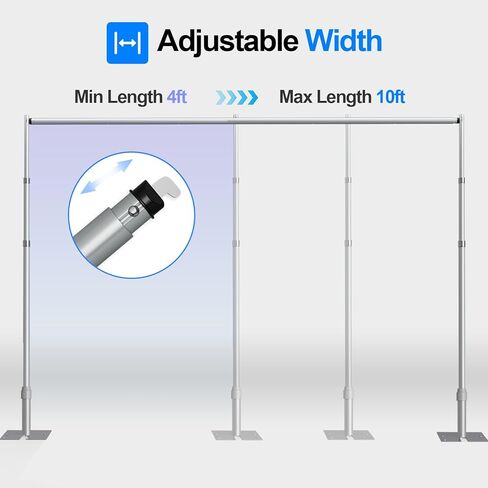 مجموعة حامل خلفية الأنابيب والستائر، خلفية شديدة التحمل مقاس 10أقدام × 10أقدام، حامل خلفية قابل للتعديل للتصوير الفوتوغرافي وحفلات الزفاف والحفلات وتزيين الأحداث in Kuwait