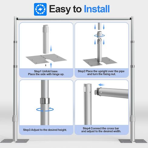 مجموعة حامل خلفية الأنابيب والستائر، خلفية شديدة التحمل مقاس 10أقدام × 10أقدام، حامل خلفية قابل للتعديل للتصوير الفوتوغرافي وحفلات الزفاف والحفلات وتزيين الأحداث in Kuwait