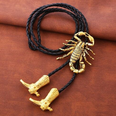 Huabola Calyn American 3D Scorpion Animal Bolo Racies for Men ، Western Cowboy Tie Leather Necktie Netclace for Women in Saudi Arabia