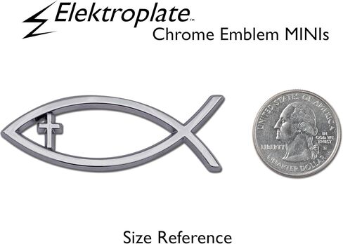Elektroplate Christian Fish with Cross OEM Chrome Remblem للسيارات والشاحنات وجميع السيارات | ملاءمة عالمية في 4 "× 1.4" | مقاومة للطقس in Saudi Arabia