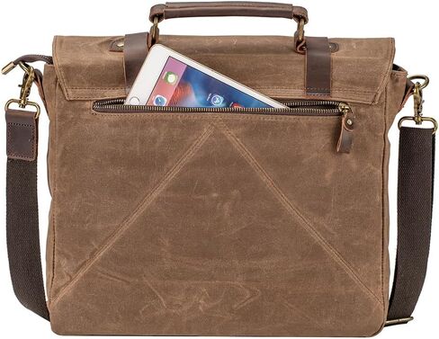 حقيبة رسول جلدية خمر للرجال 15.6 بوصة حقيبة كمبيوتر محمول ، قماش مشمع وجلد أصلي ، حقيبة كتف الأعمال التجارية in Kuwait