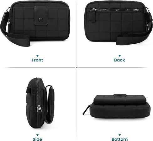 befen Wristlet Wallets for Women, Quilted Phone Organizer Purse, Nylon Credit Card Holder with RFID Blocking Built in Wallet in Saudi Arabia