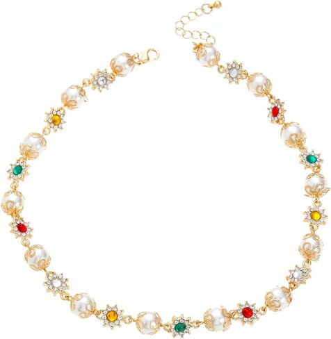 Daisy flower necklace for Women Cute Flower Necklace Exquisite Colorful Gemstones Pearl Daisy Necklace Fashion Jewelry for Women in Saudi Arabia