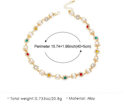 Daisy flower necklace for Women Cute Flower Necklace Exquisite Colorful Gemstones Pearl Daisy Necklace Fashion Jewelry for Women in Saudi Arabia