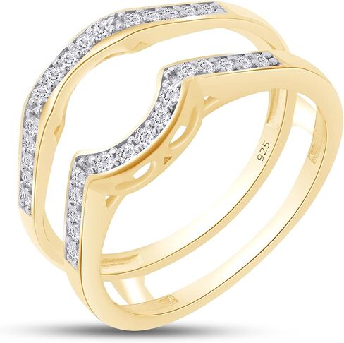 SAVEARTH DIAMONDS 1/4 ct t.w Round Cut Lab Created Moissanite Diamond Wedding Band Enhancer Guard Ring For Women In 14K Gold Over Sterling Silver(VVS1 Clarity 0.25 Cttw) in Saudi Arabia